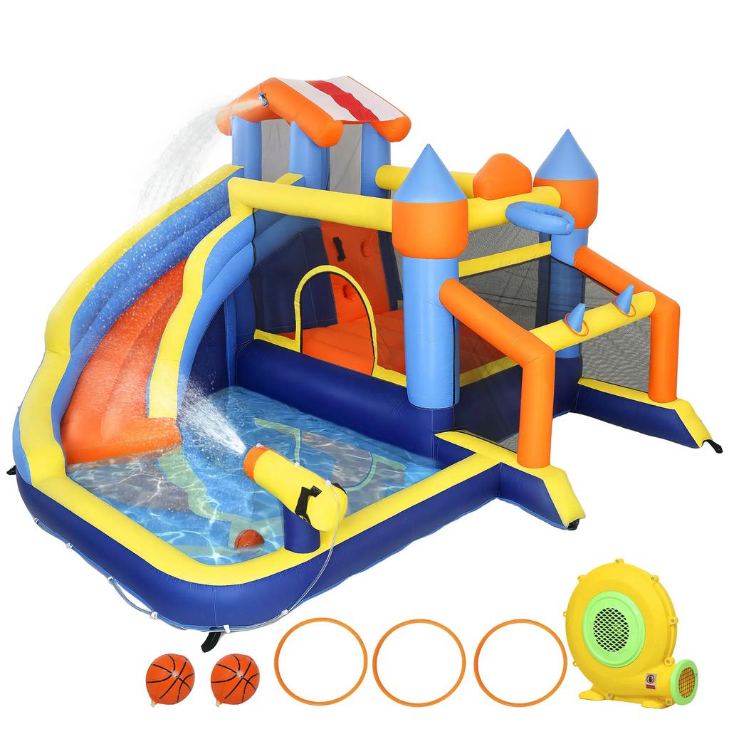 8-in-1 Springkasteel Met Blower Glijbaan Zwembad Trampoline, Verzenden, Nieuw